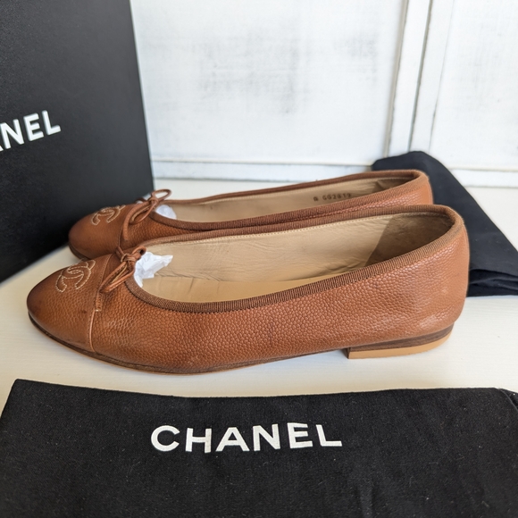 Chanel Brown Leather Loafers with Embossed Logo - Picture 6 of 15